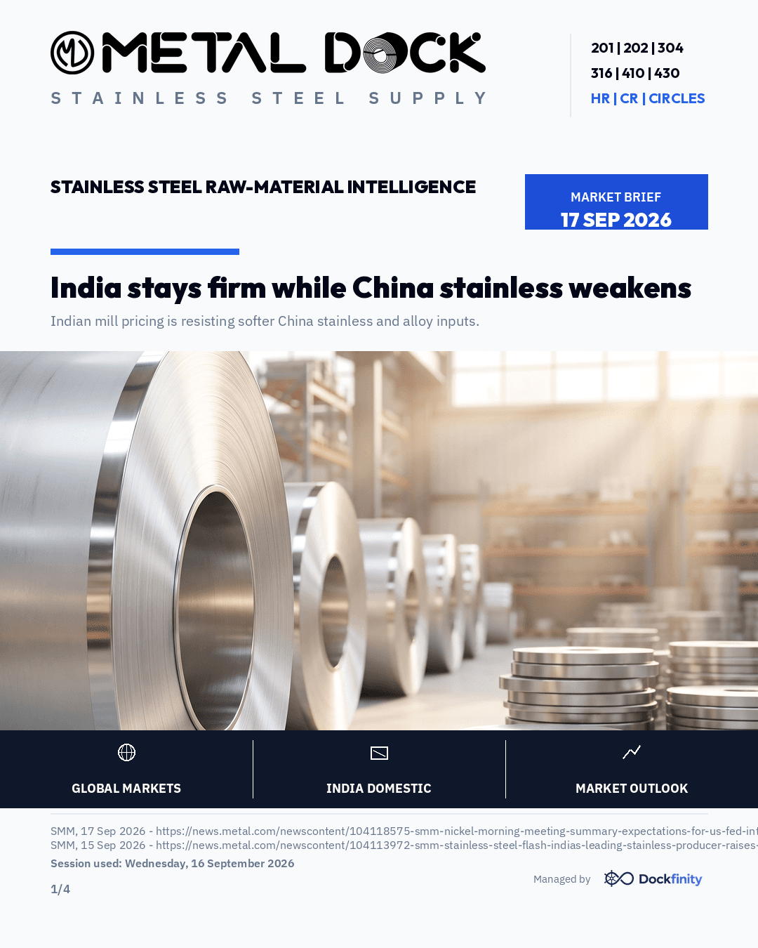 India stays firm while China stainless weakens — card 1 of 4
