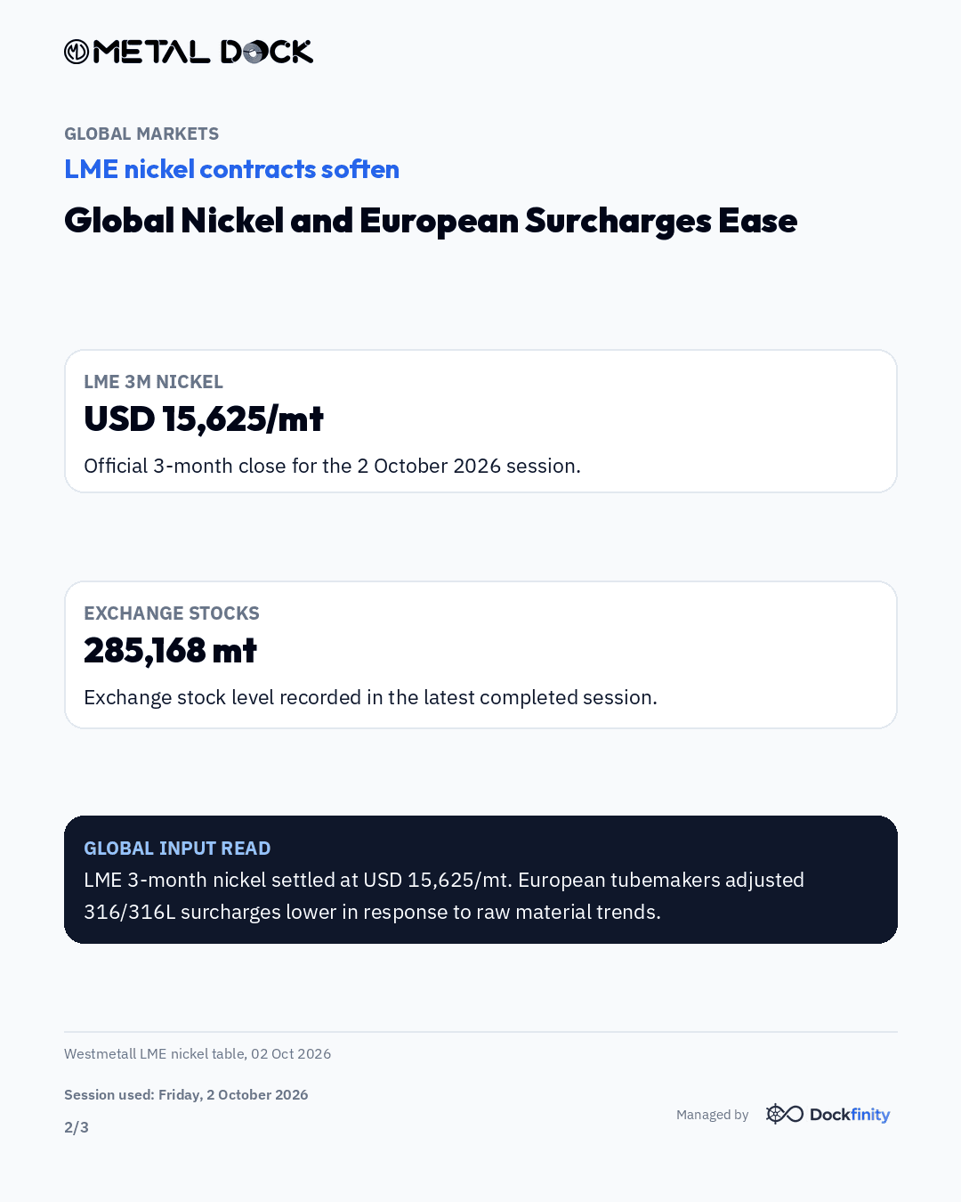 Global Nickel and European Surcharges Ease — card 2 of 3