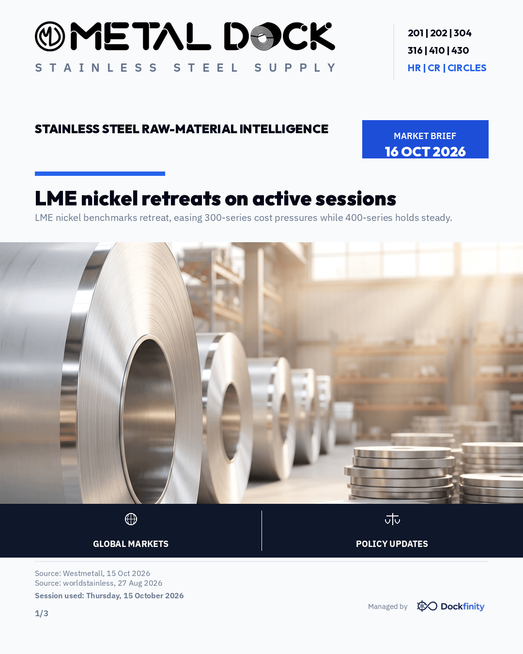 LME nickel retreats on active sessions — card 1 of 3