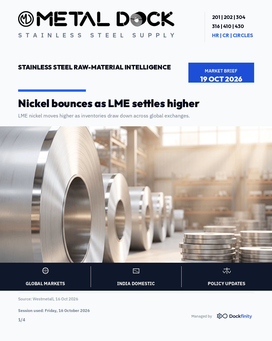 Nickel bounces as LME settles higher — card 1 of 4